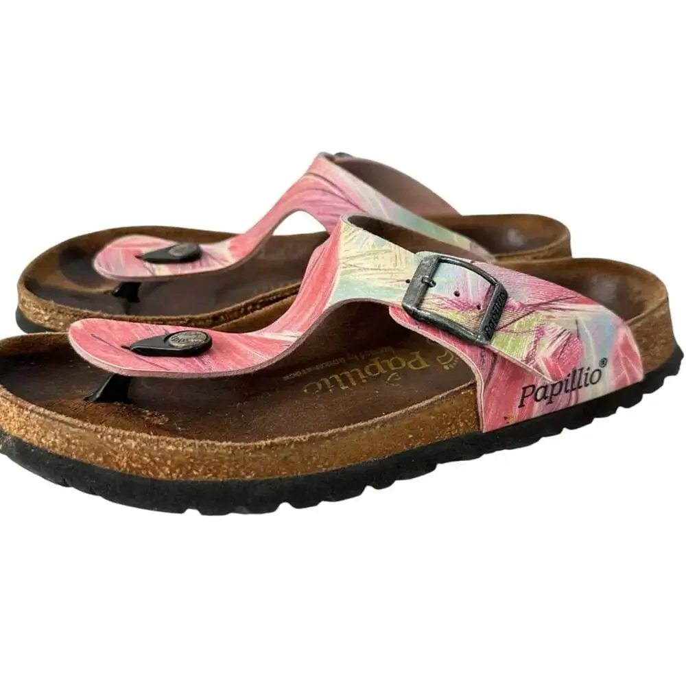 Birkenstock Papillio Gizeh Feathers Boho Cork Footbed Sandals Multicolor 7